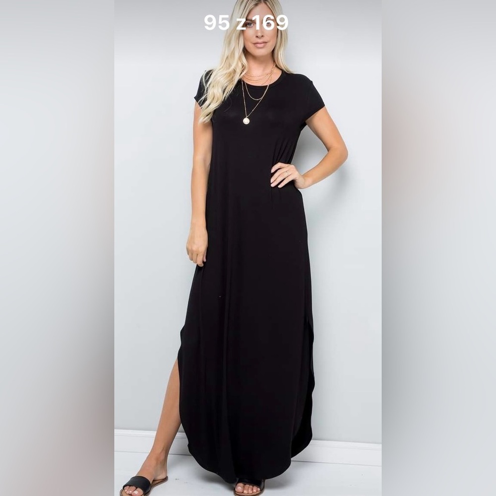 Navy Blue Cap-Sleeve Maxi Dress - Picture 4 of 4